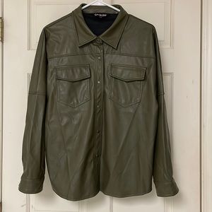 Olive green unisex shacket